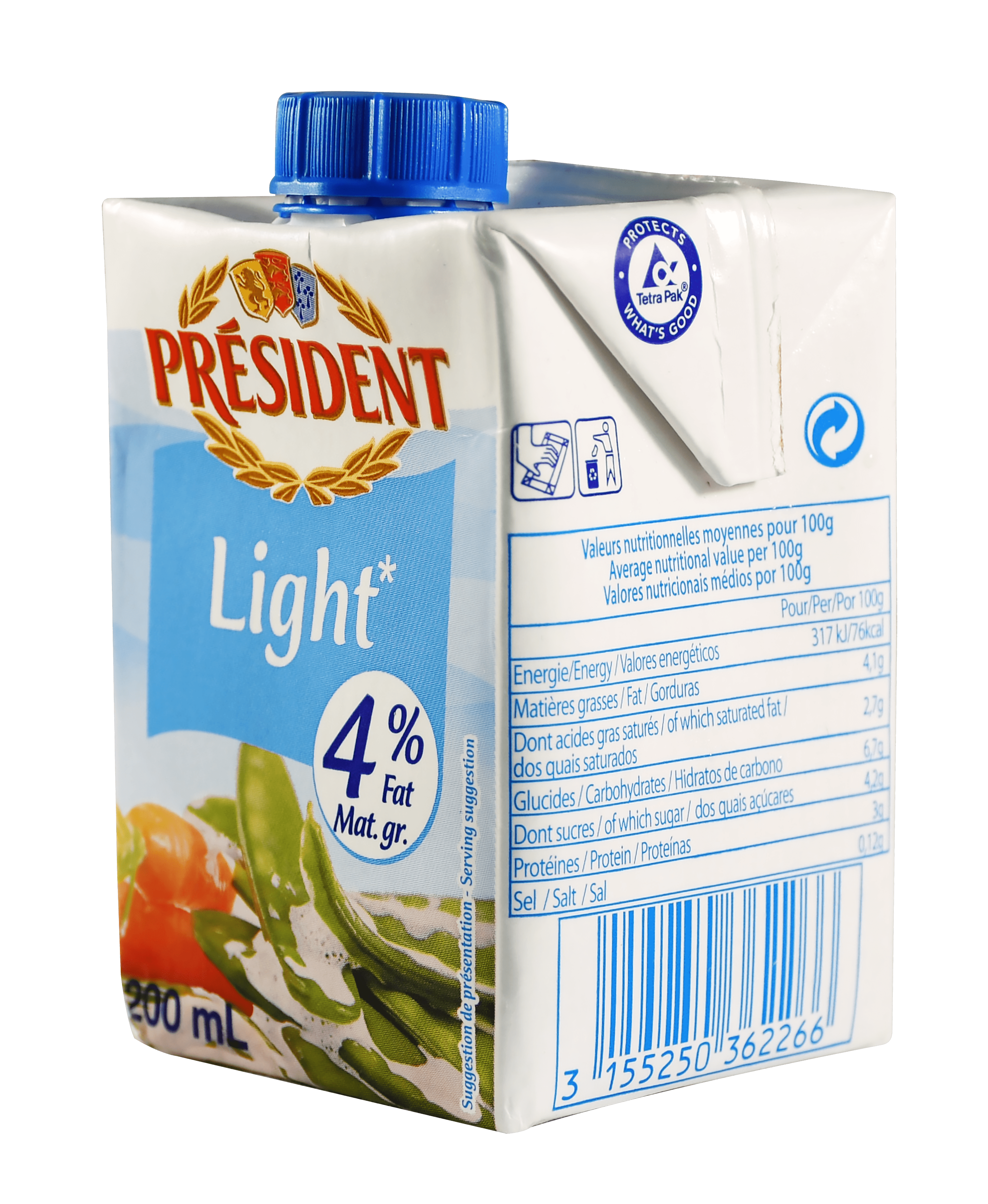 Président Uht Cream Extra Light 200ml